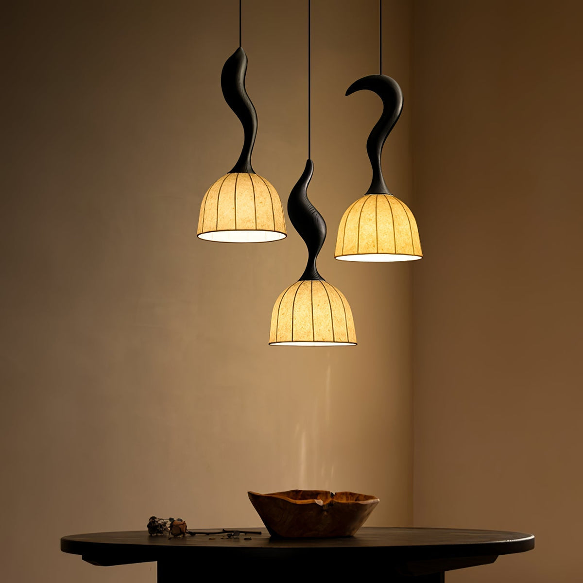 Colire Creativity lampada a sospensione in legno intrecciato