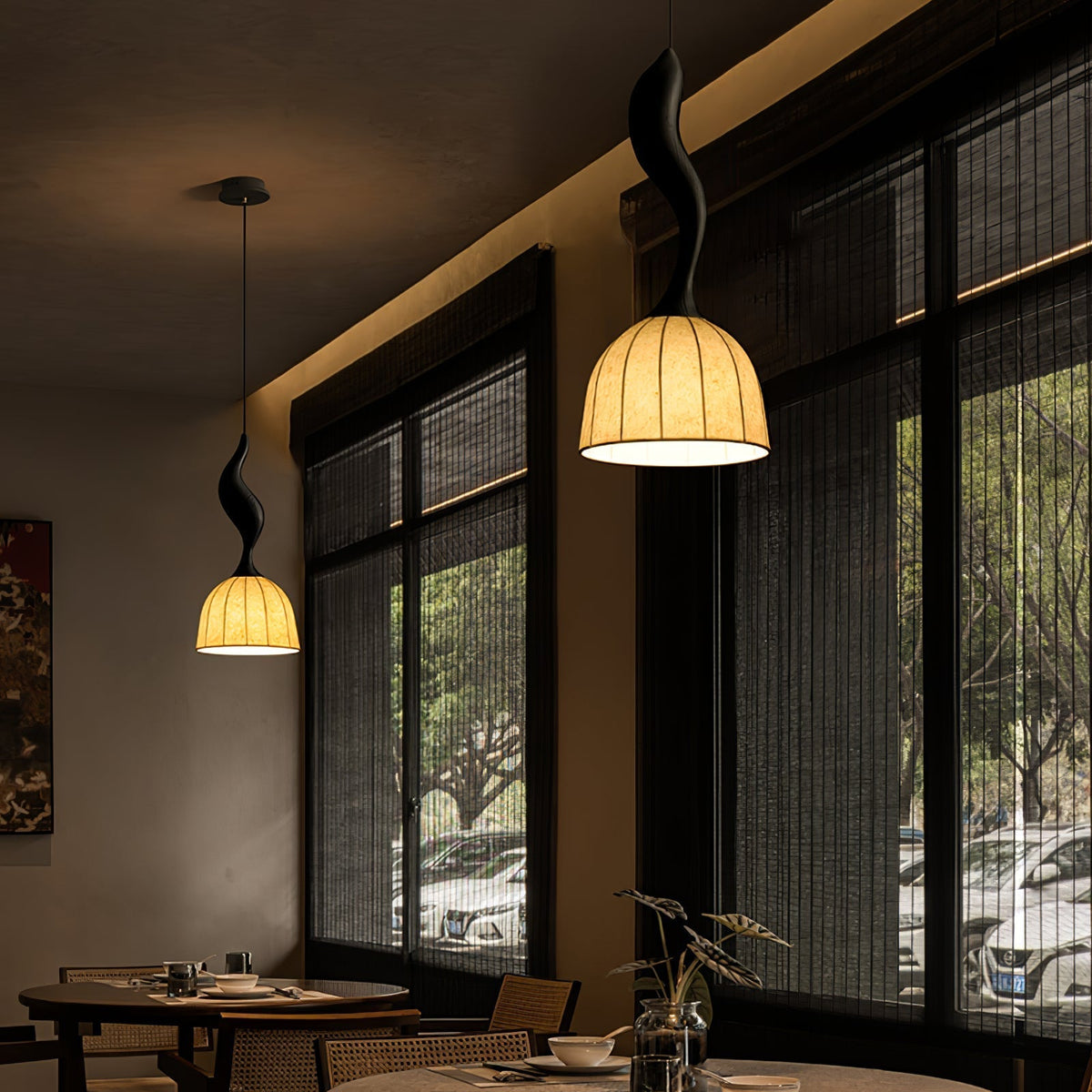 Colire Creativity lampada a sospensione in legno intrecciato