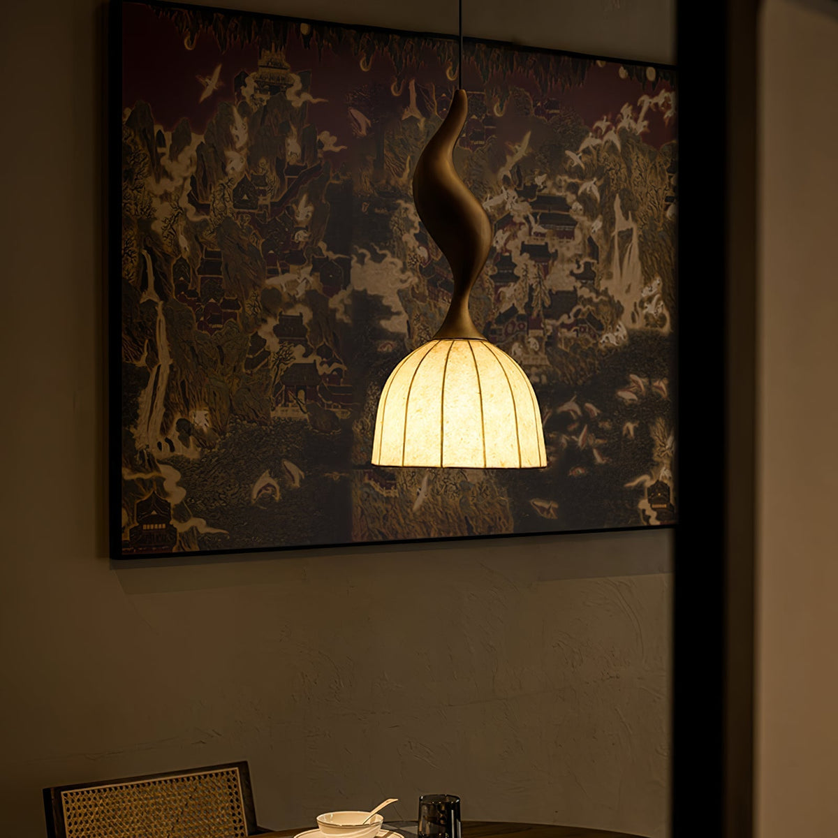 Colire Creativity lampada a sospensione in legno intrecciato