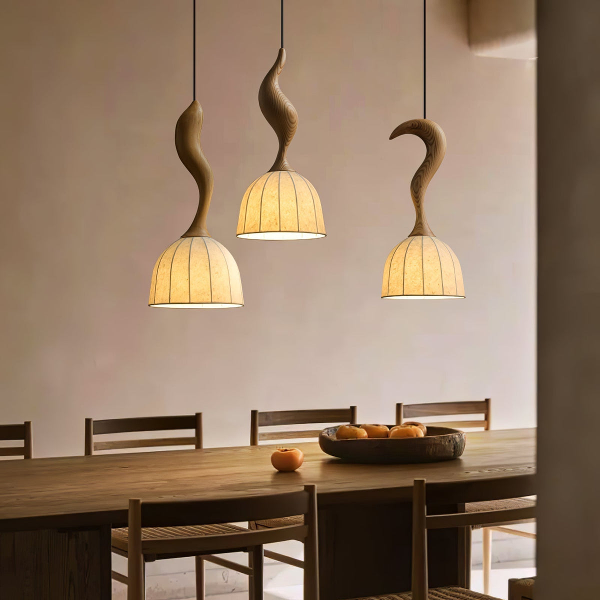 Colire Creativity lampada a sospensione in legno intrecciato