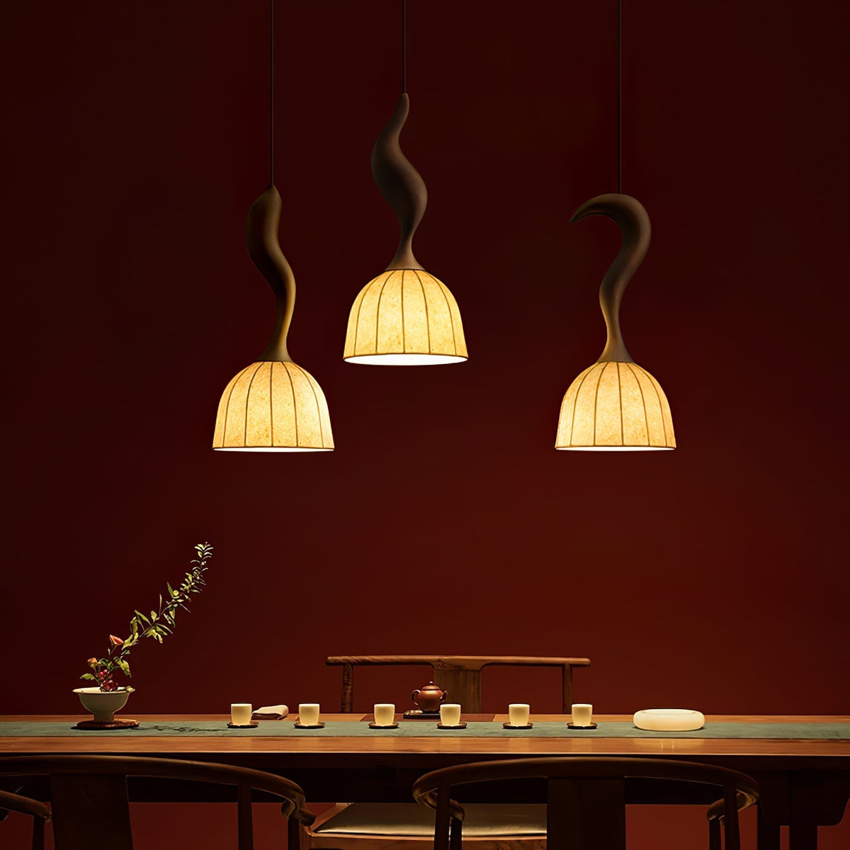 Colire Creativity lampada a sospensione in legno intrecciato