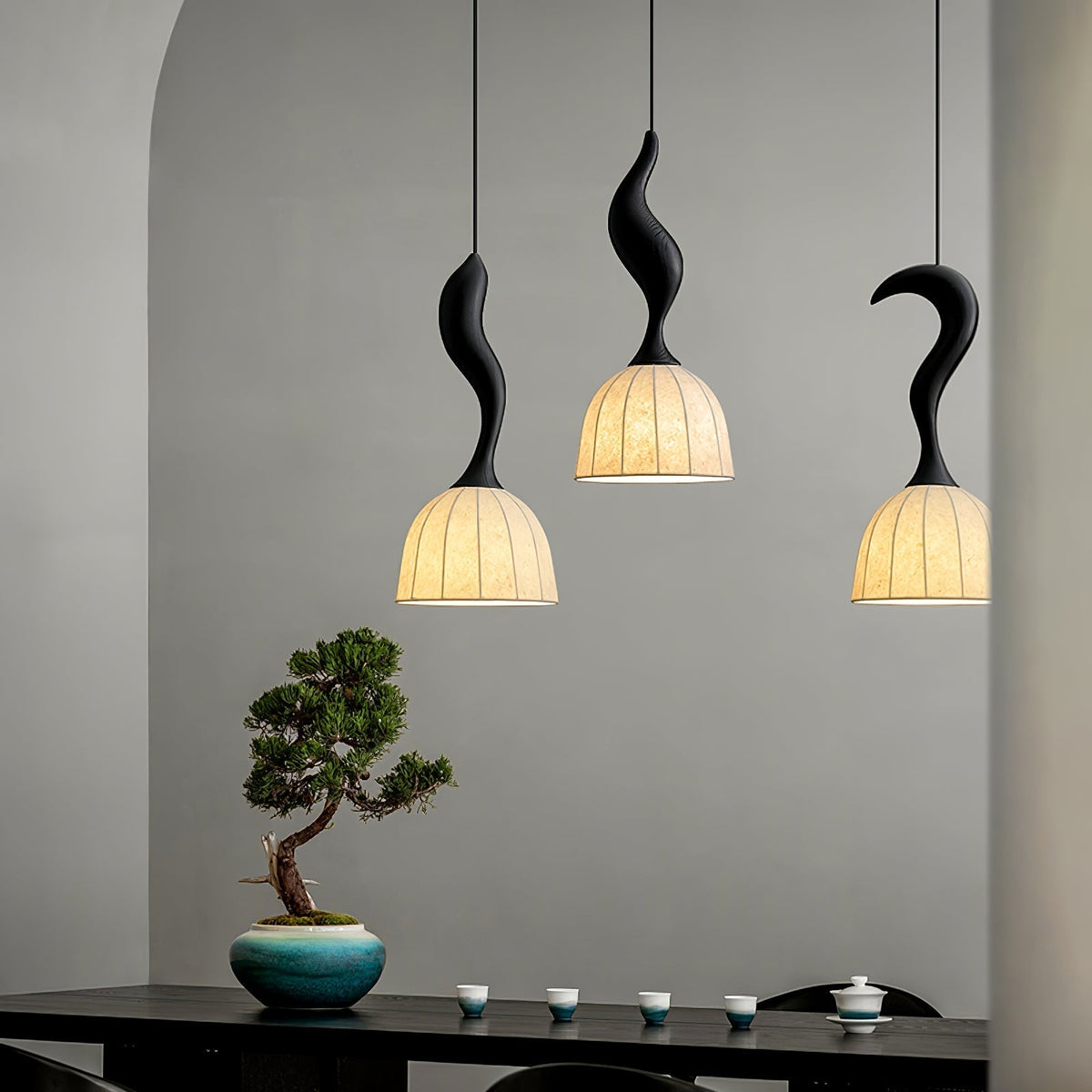 Colire Creativity lampada a sospensione in legno intrecciato