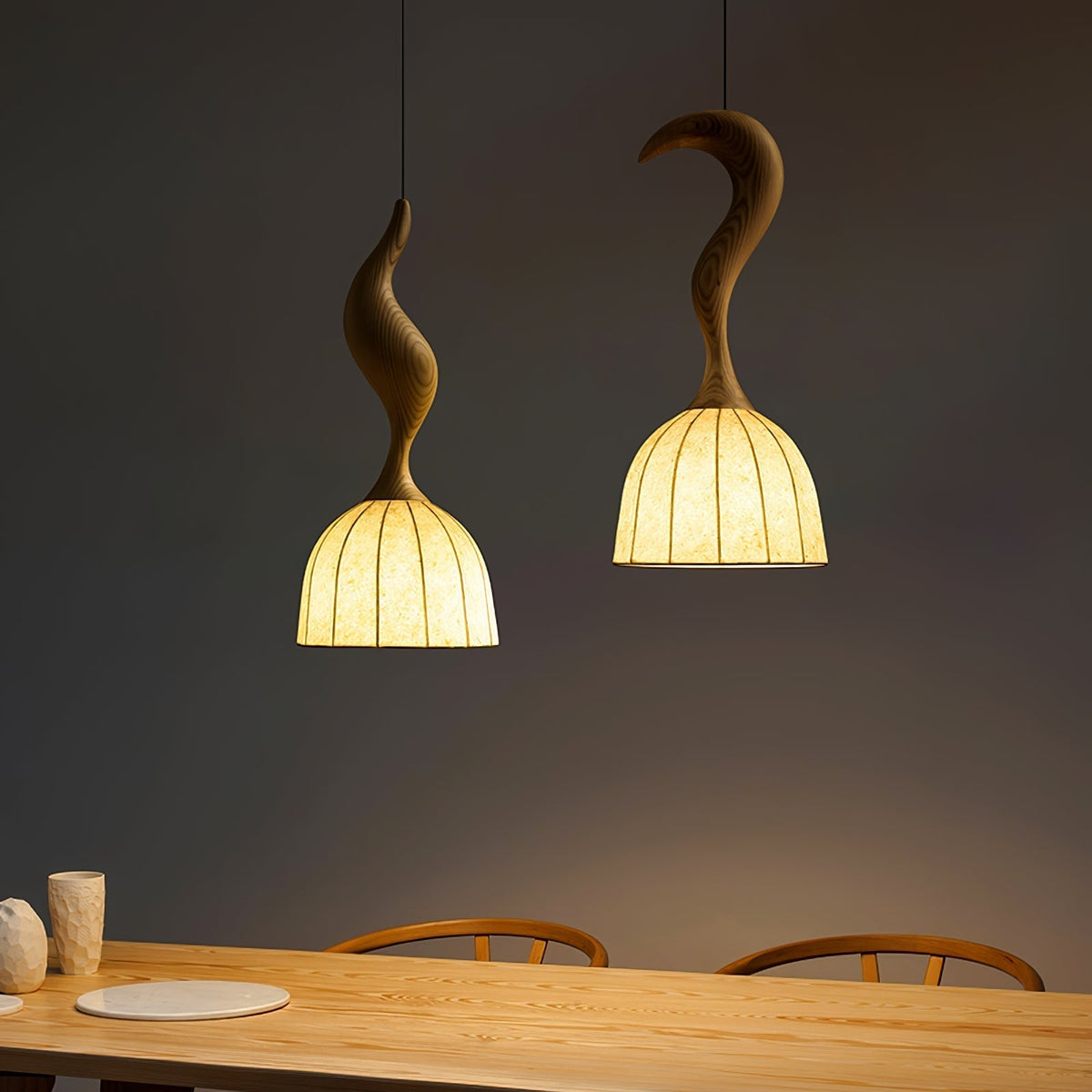 Colire Creativity lampada a sospensione in legno intrecciato
