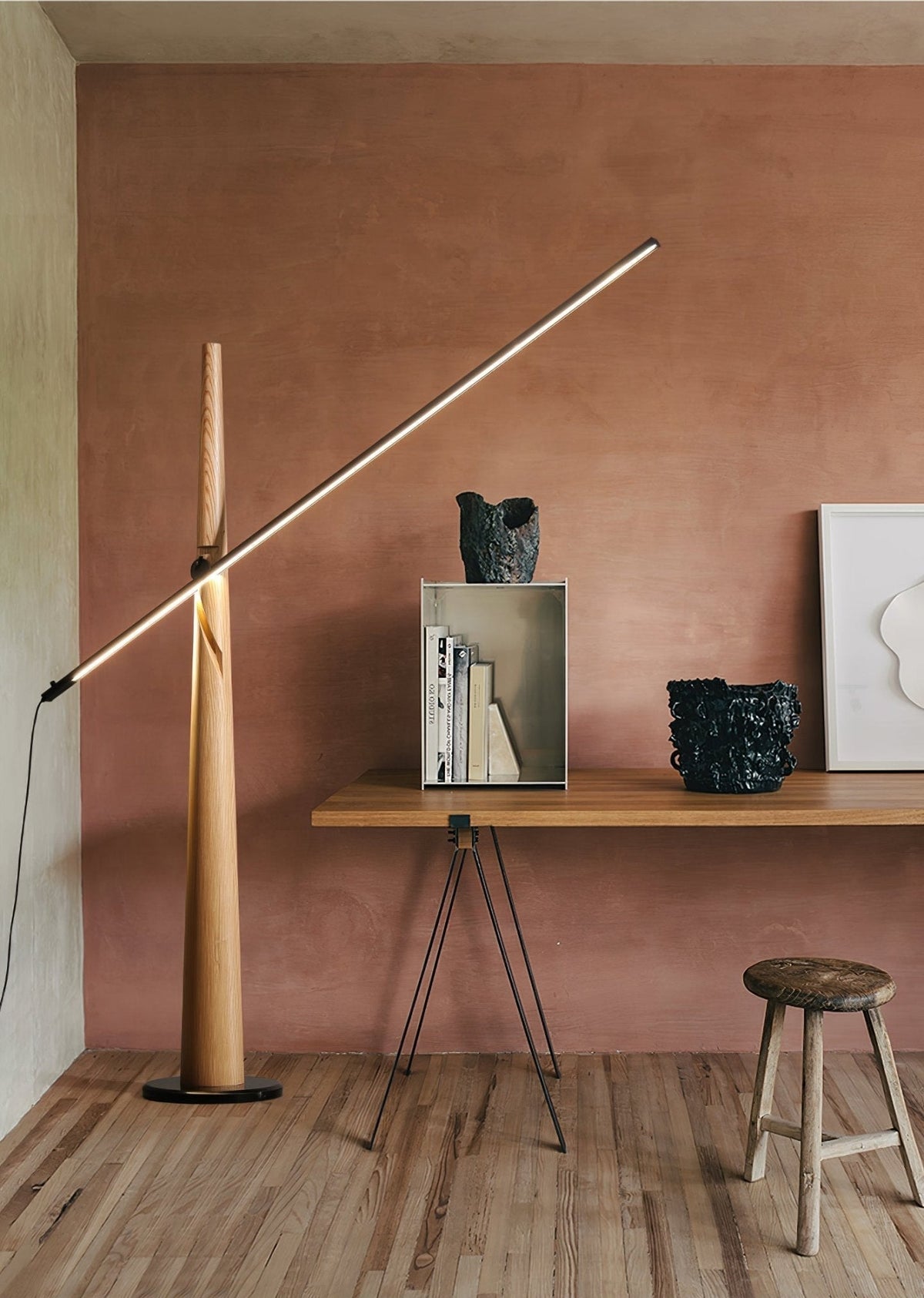 Ovelila lampada da terra minimalista in legno