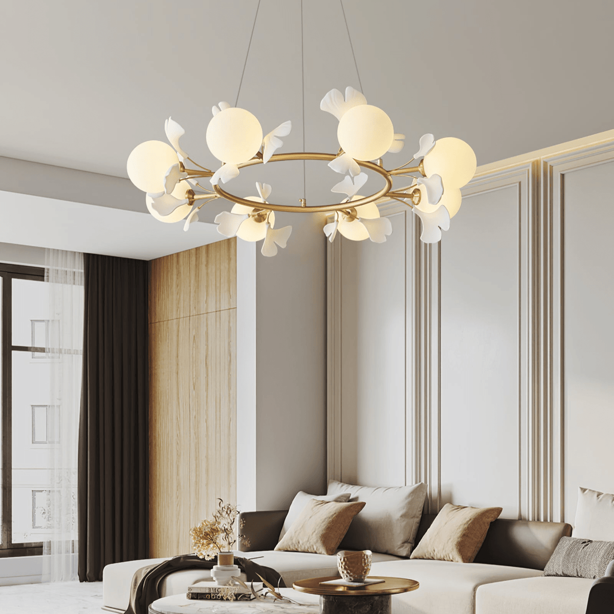 Hunell lampadario in ottone con Motivo Florale floreale