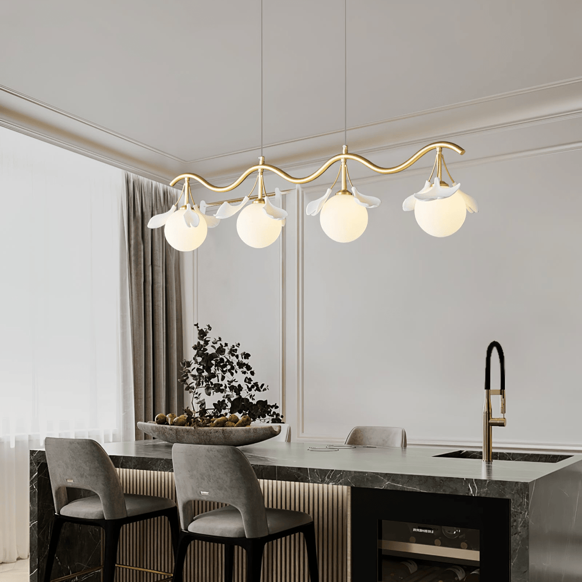 Hunell lampadario in ottone con Motivo Florale floreale