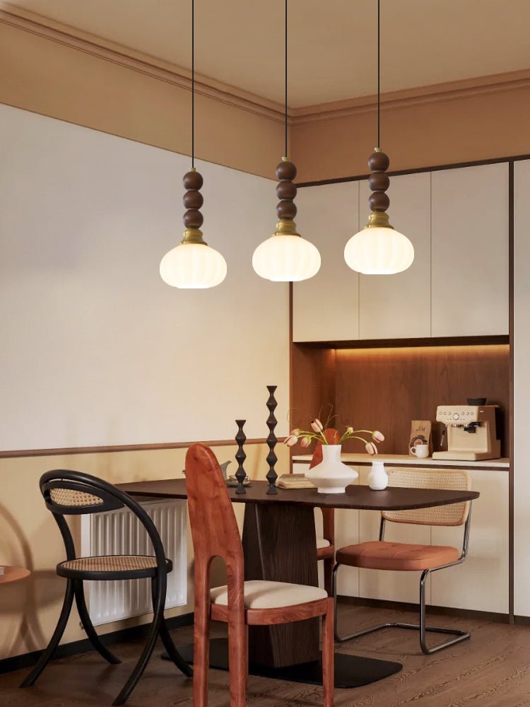Vothaila lampada a sospensione Eleganza Tradizionale vintage in vetro e legno