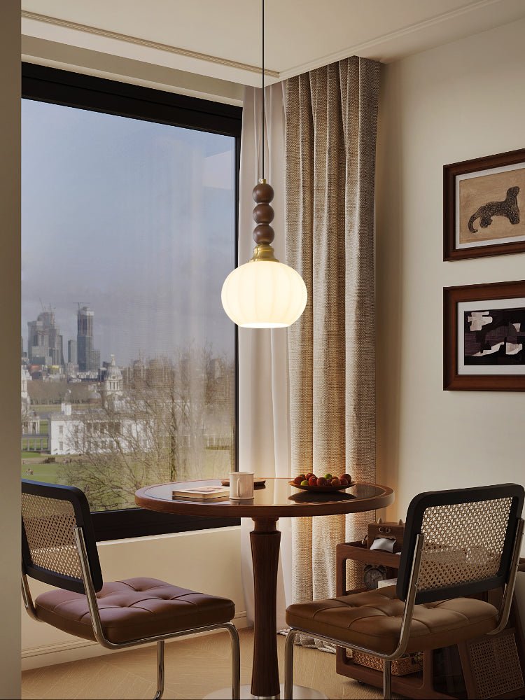 Vothaila lampada a sospensione Eleganza Tradizionale vintage in vetro e legno