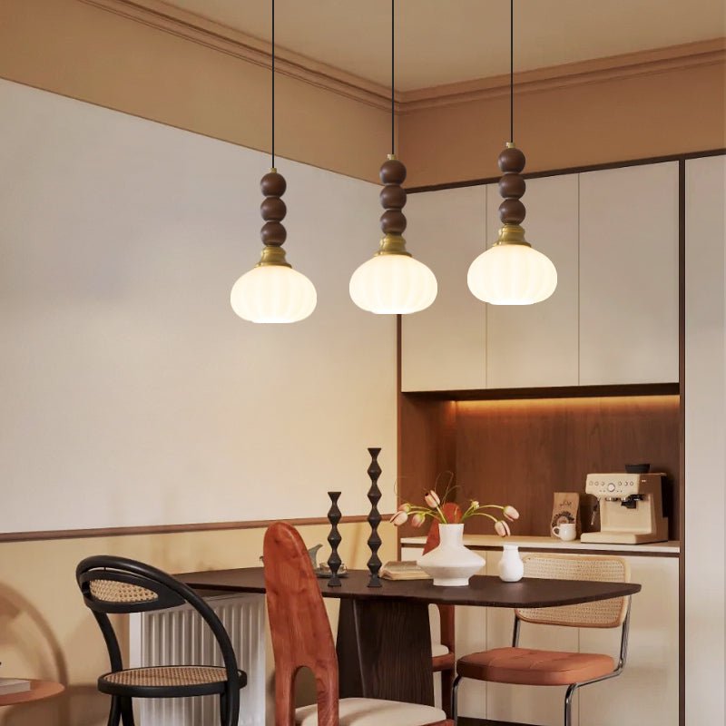 Vothaila lampada a sospensione Eleganza Tradizionale vintage in vetro e legno