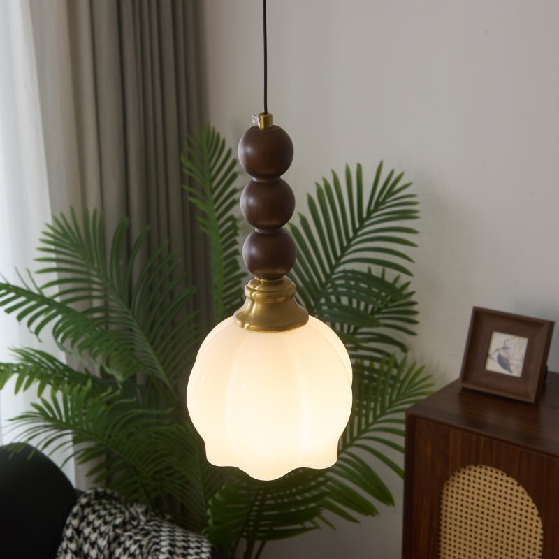 Vothaila lampada a sospensione Eleganza Tradizionale vintage in vetro e legno