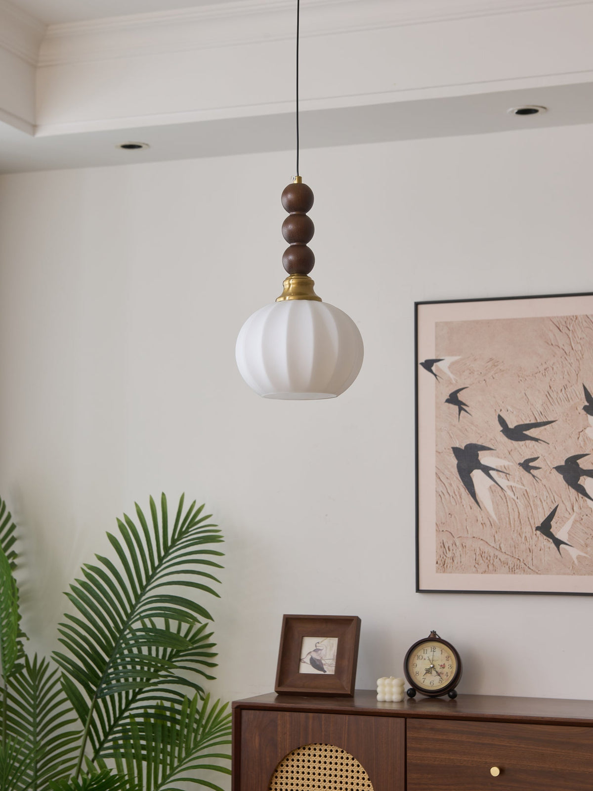 Vothaila lampada a sospensione Eleganza Tradizionale vintage in vetro e legno
