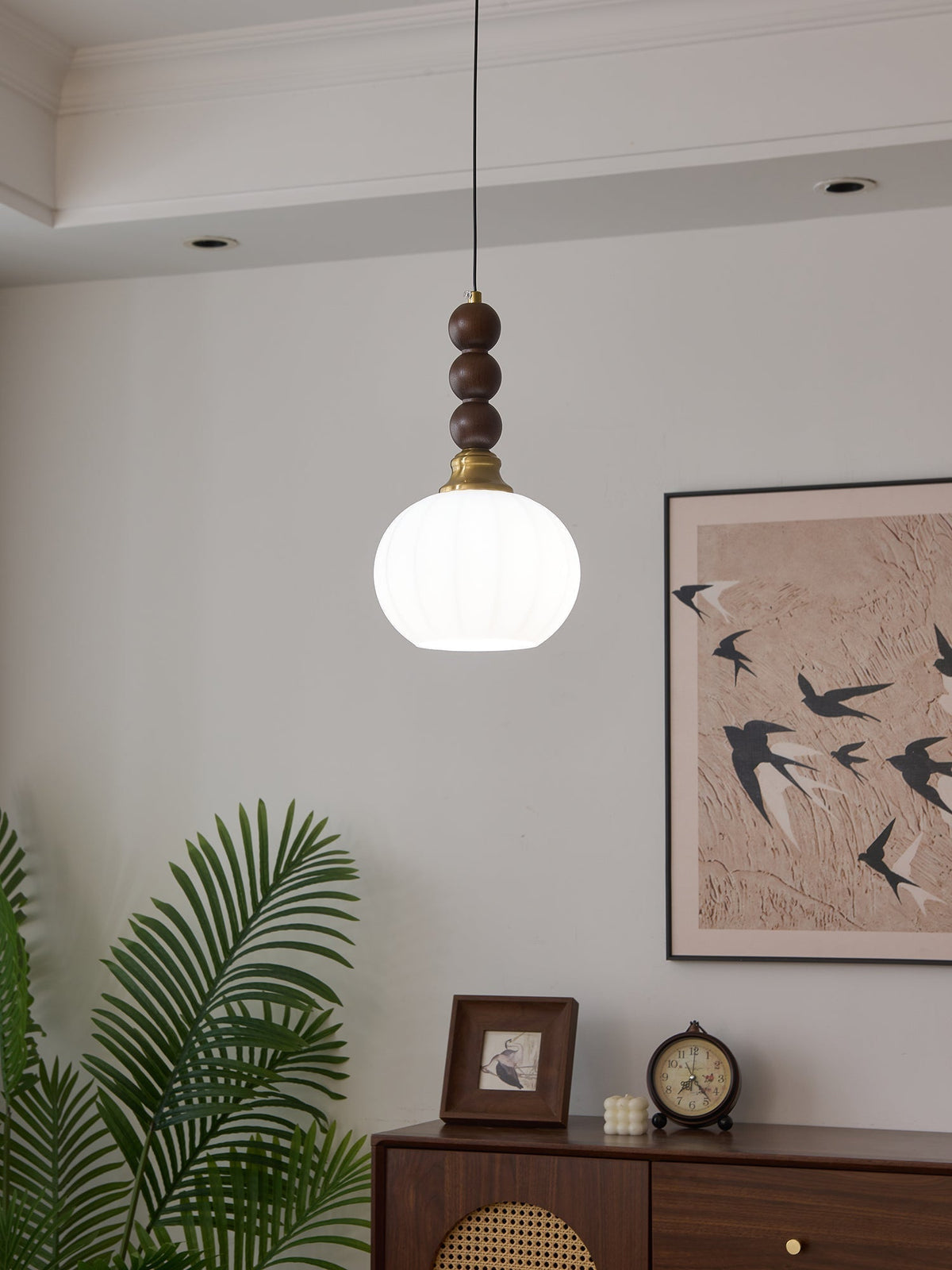 Vothaila lampada a sospensione Eleganza Tradizionale vintage in vetro e legno