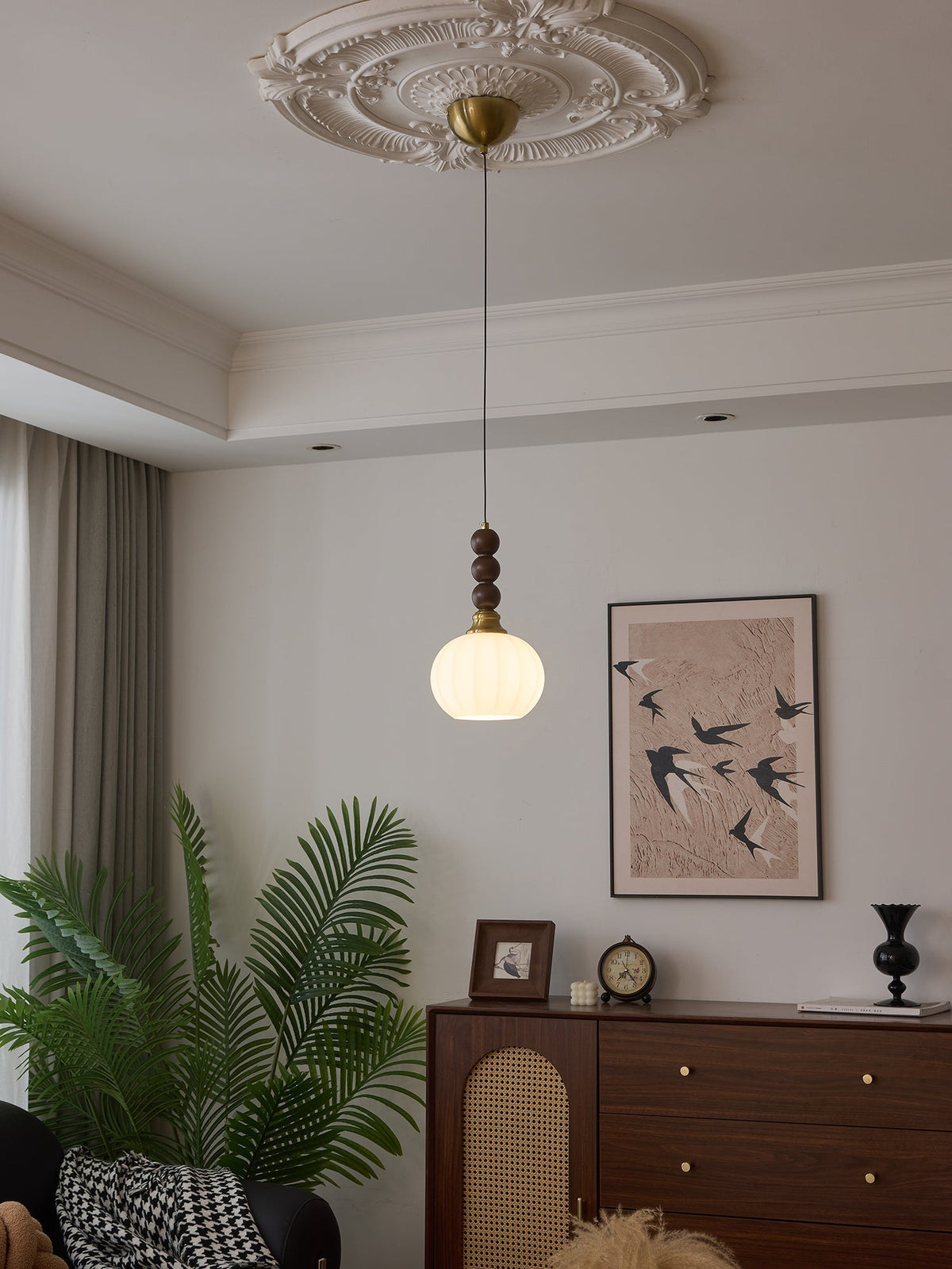 Vothaila lampada a sospensione Eleganza Tradizionale vintage in vetro e legno