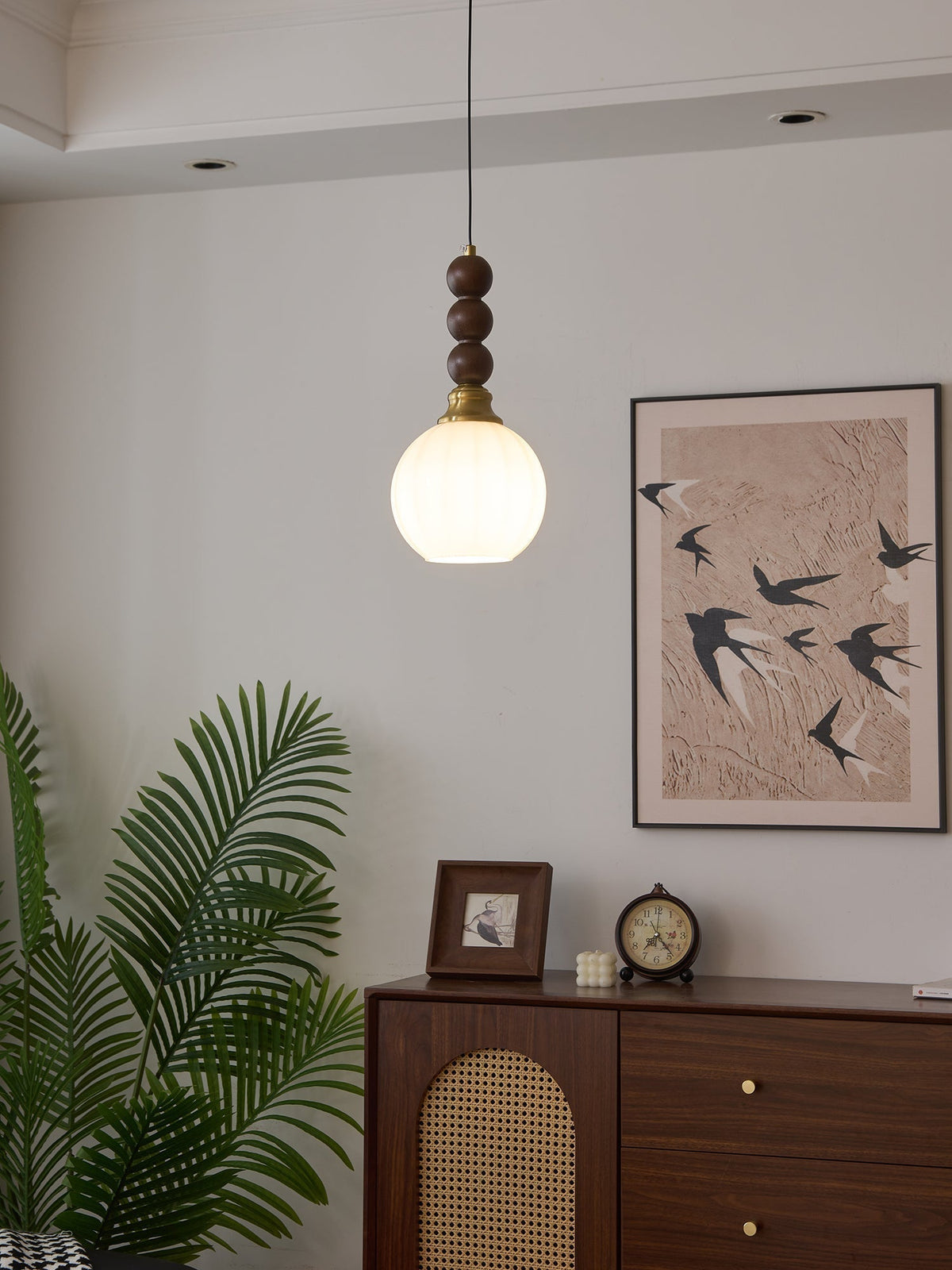 Vothaila lampada a sospensione Eleganza Tradizionale vintage in vetro e legno