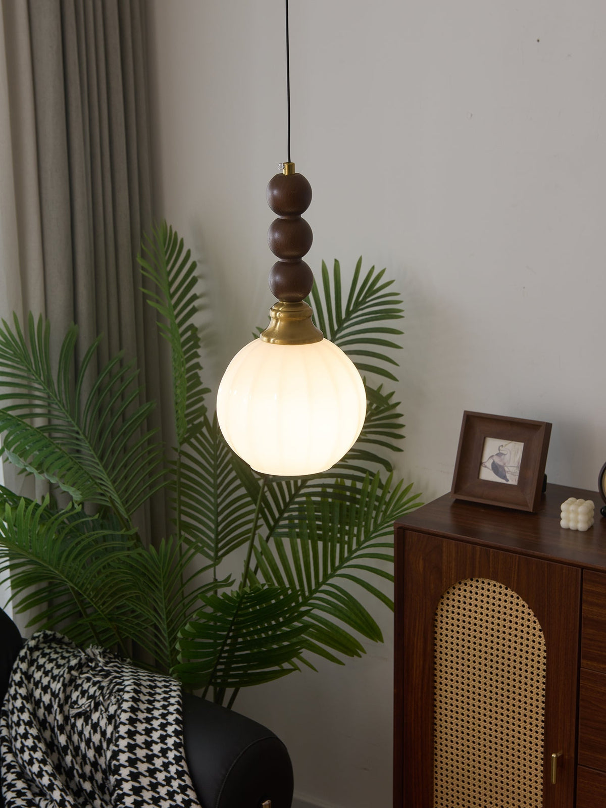 Vothaila lampada a sospensione Eleganza Tradizionale vintage in vetro e legno