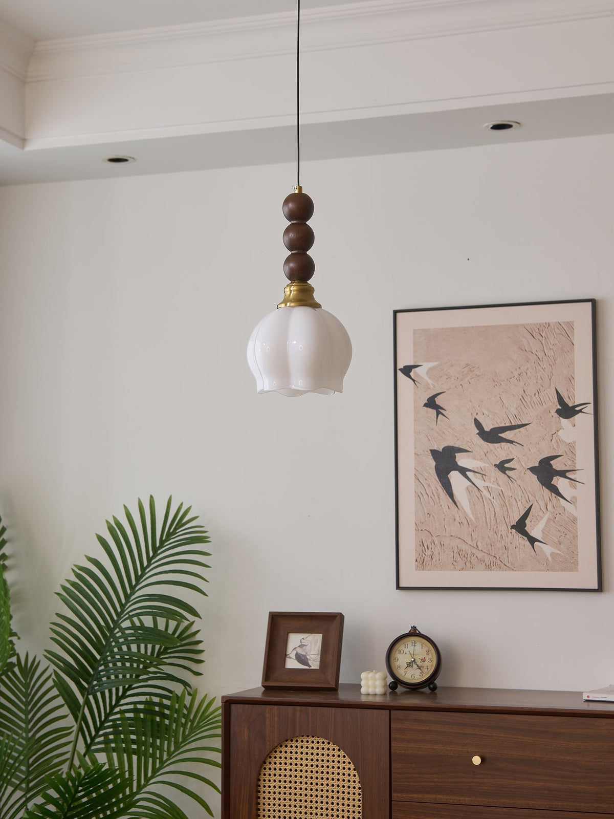 Vothaila lampada a sospensione Eleganza Tradizionale vintage in vetro e legno