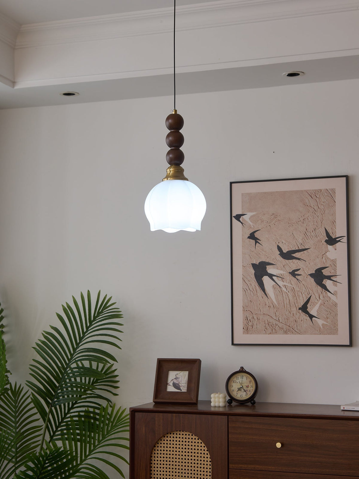 Vothaila lampada a sospensione Eleganza Tradizionale vintage in vetro e legno
