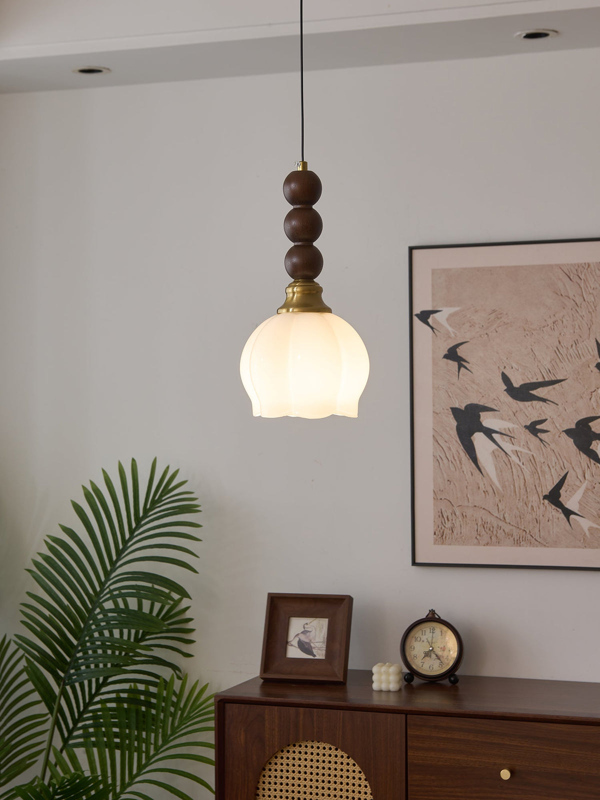 Vothaila lampada a sospensione Eleganza Tradizionale vintage in vetro e legno