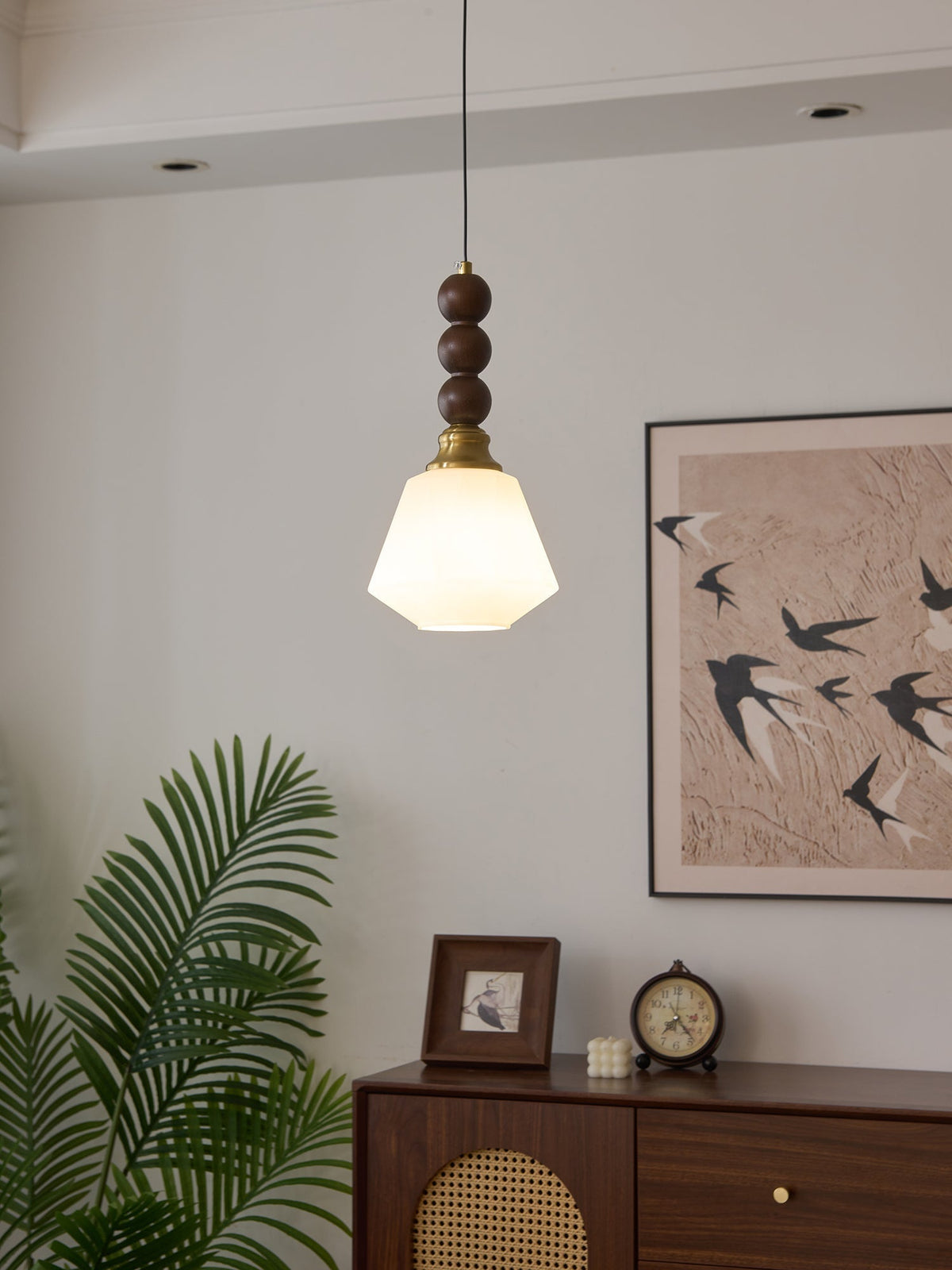 Vothaila lampada a sospensione Eleganza Tradizionale vintage in vetro e legno