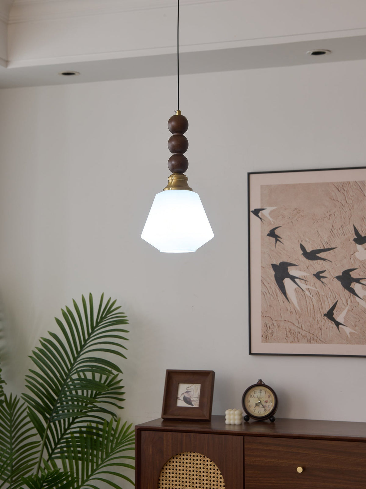 Vothaila lampada a sospensione Eleganza Tradizionale vintage in vetro e legno