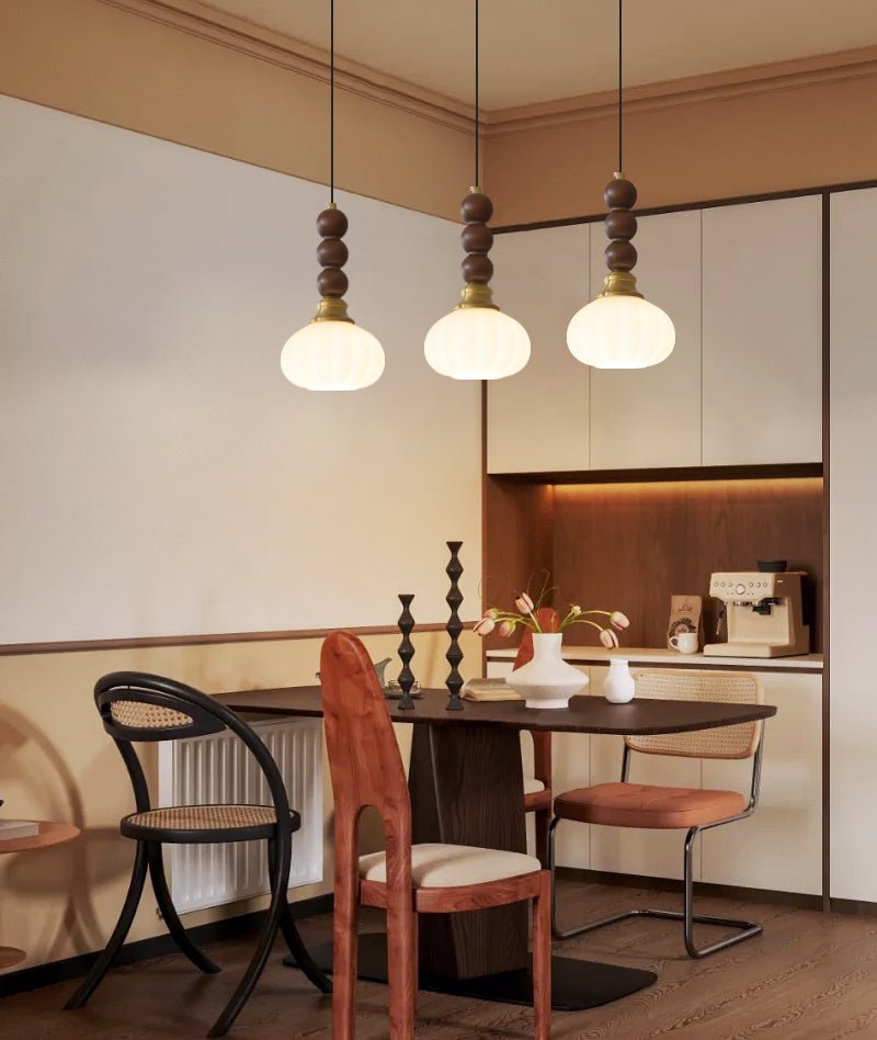 Vothaila lampada a sospensione Eleganza Tradizionale vintage in vetro e legno