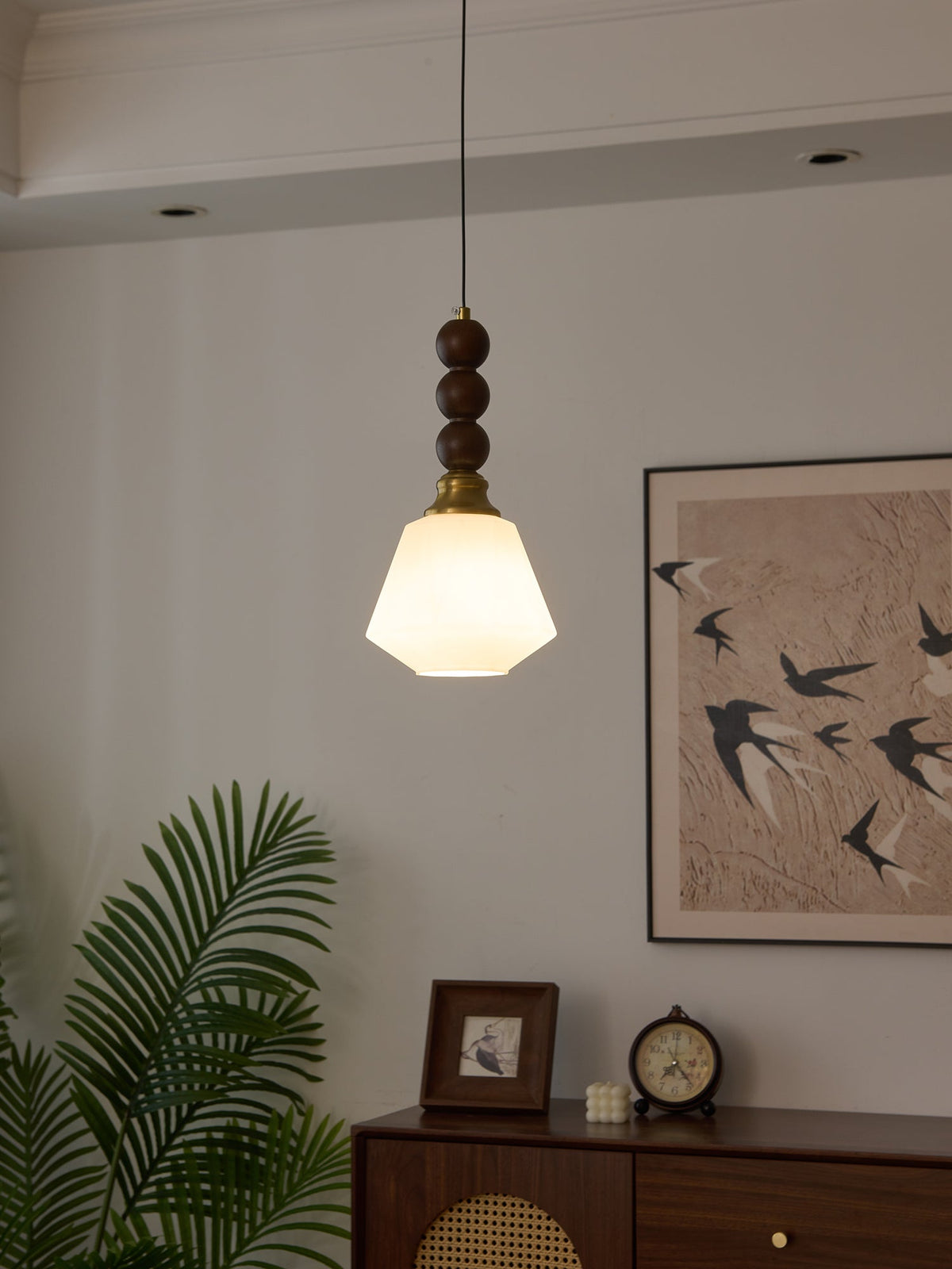 Vothaila lampada a sospensione Eleganza Tradizionale vintage in vetro e legno