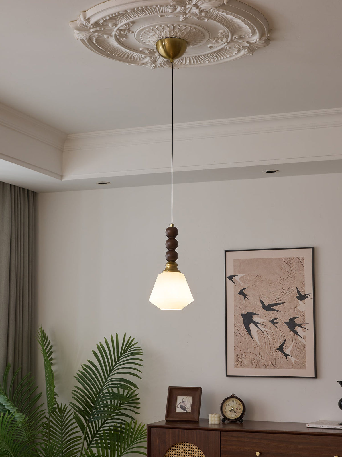 Vothaila lampada a sospensione Eleganza Tradizionale vintage in vetro e legno
