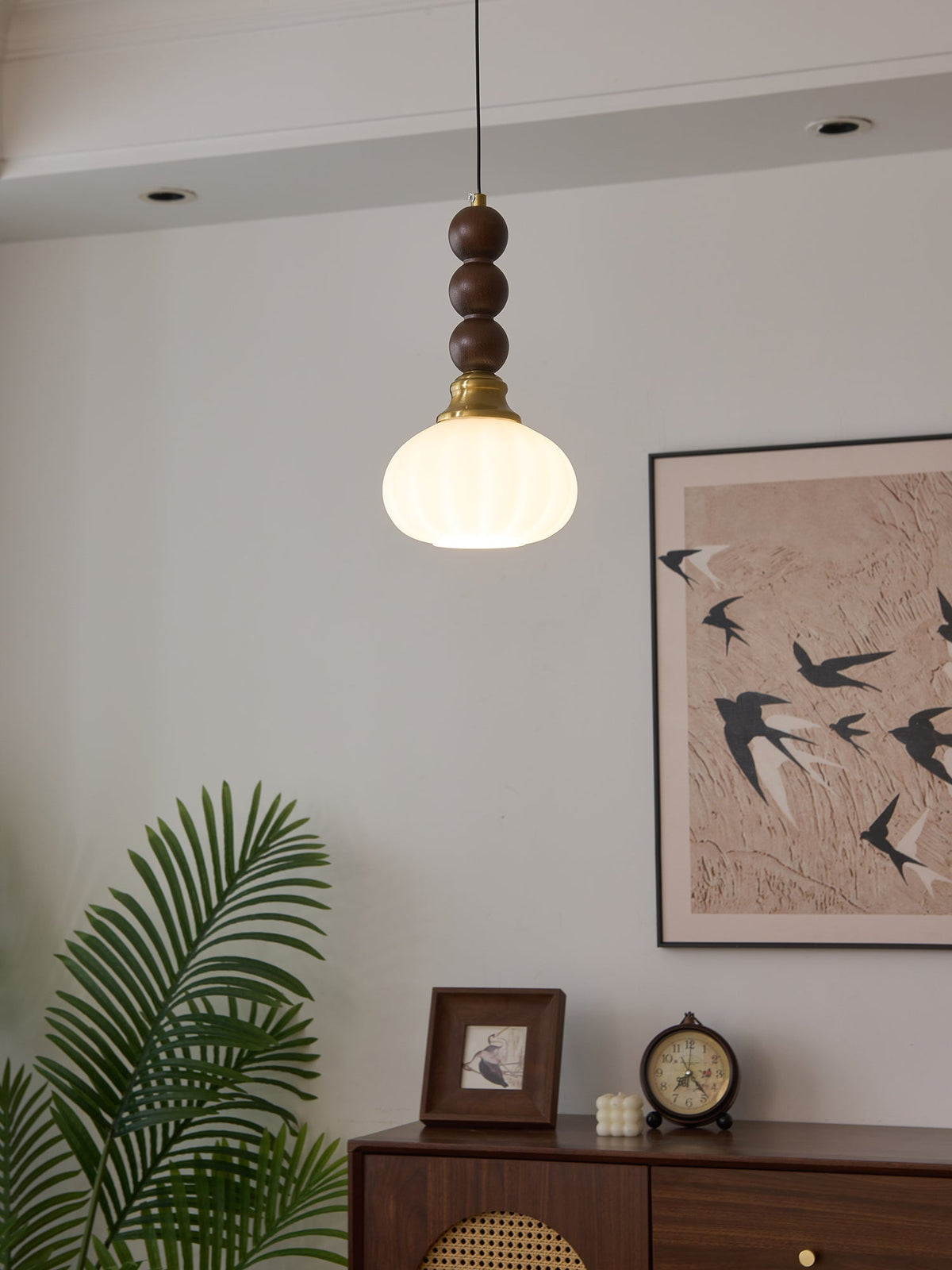 Vothaila lampada a sospensione Eleganza Tradizionale vintage in vetro e legno