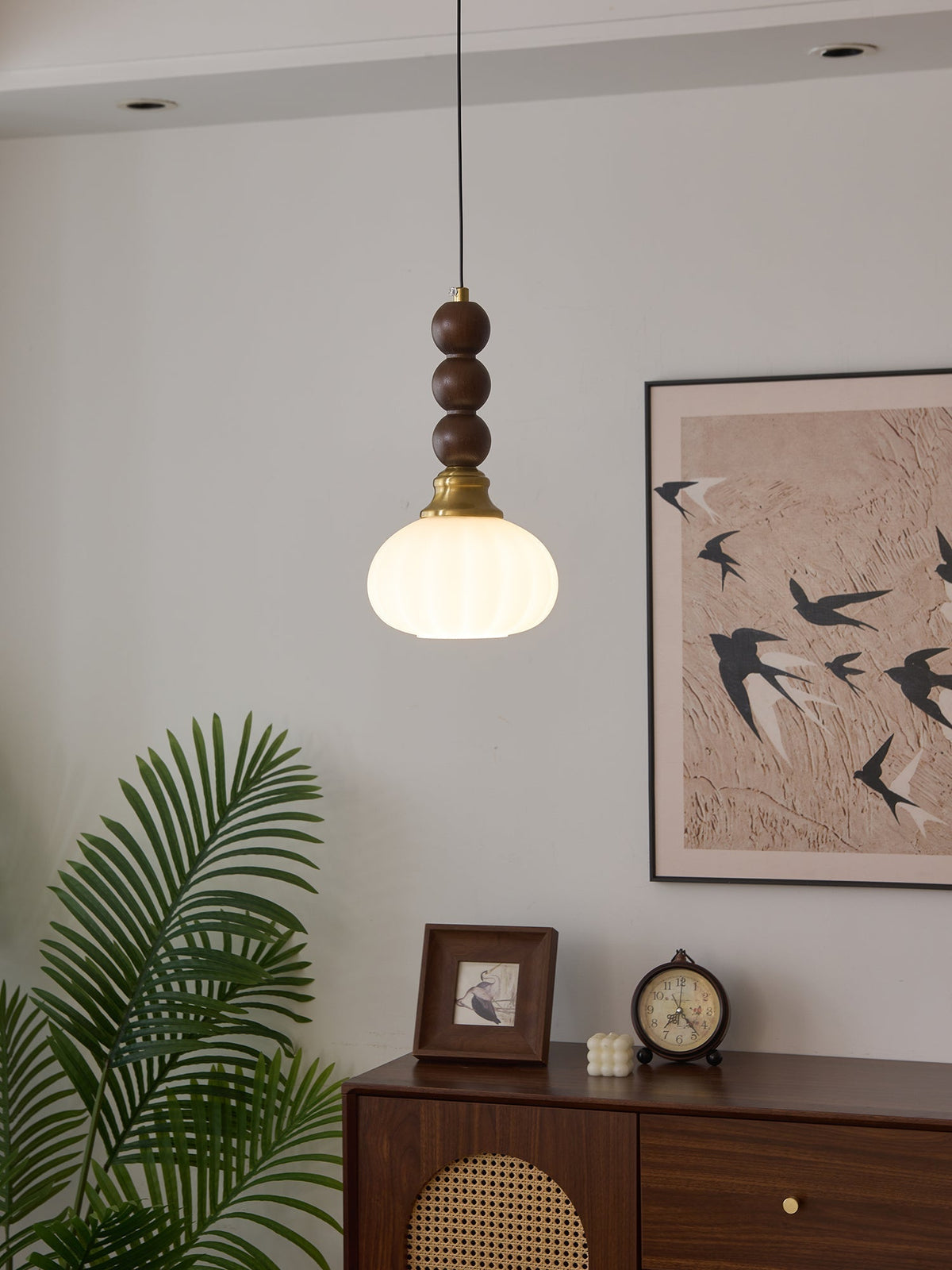 Vothaila lampada a sospensione Eleganza Tradizionale vintage in vetro e legno