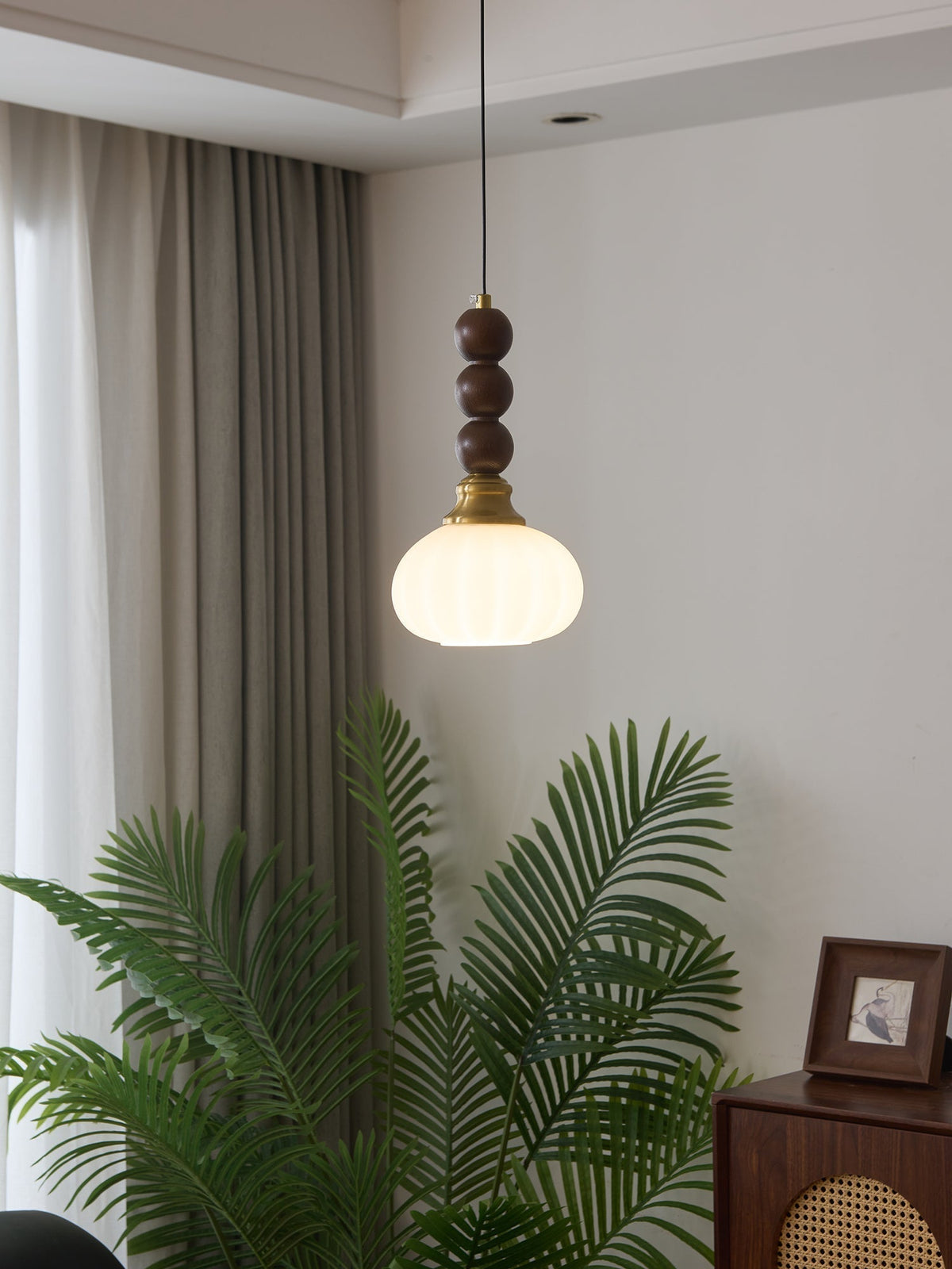 Vothaila lampada a sospensione Eleganza Tradizionale vintage in vetro e legno