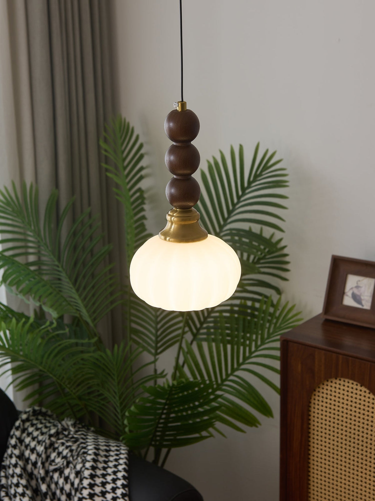 Vothaila lampada a sospensione Eleganza Tradizionale vintage in vetro e legno