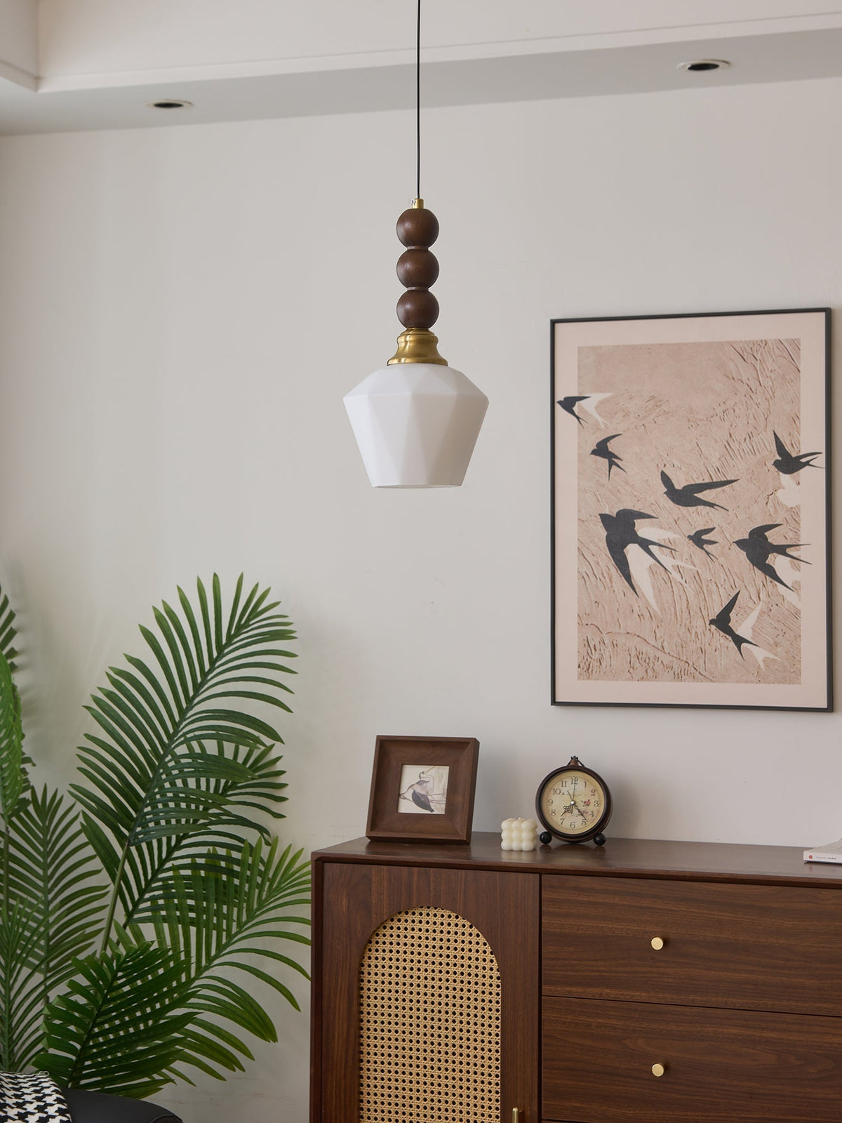 Vothaila lampada a sospensione Eleganza Tradizionale vintage in vetro e legno