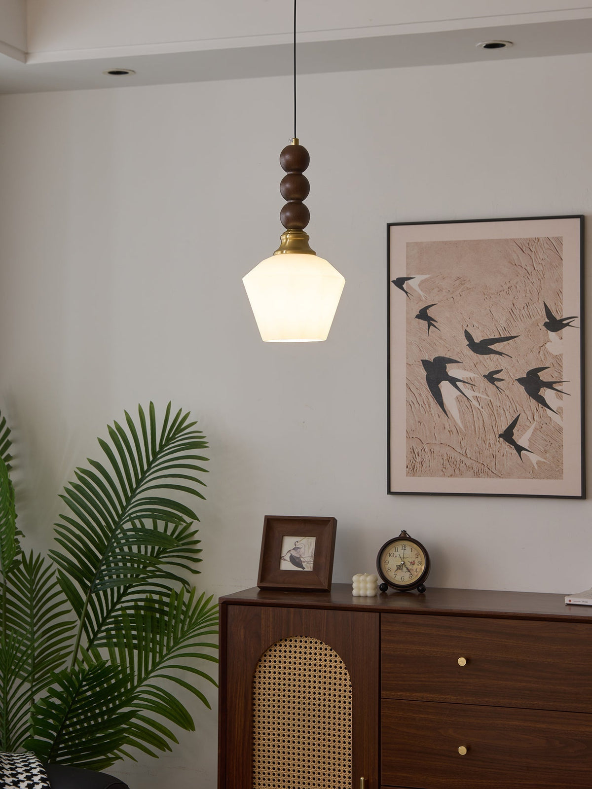 Vothaila lampada a sospensione Eleganza Tradizionale vintage in vetro e legno
