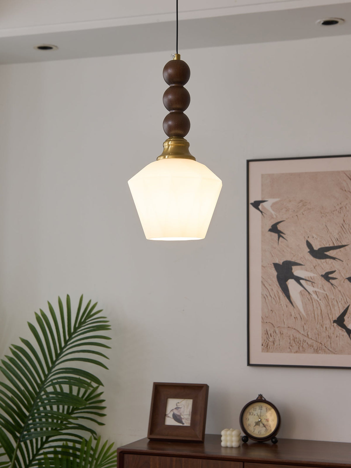 Vothaila lampada a sospensione Eleganza Tradizionale vintage in vetro e legno