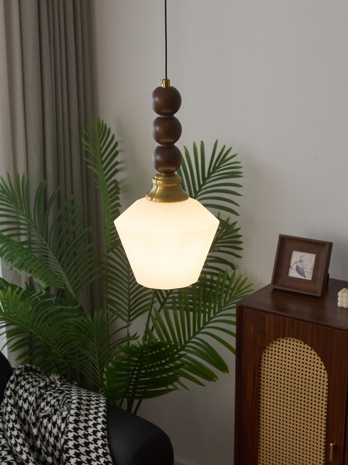 Vothaila lampada a sospensione Eleganza Tradizionale vintage in vetro e legno