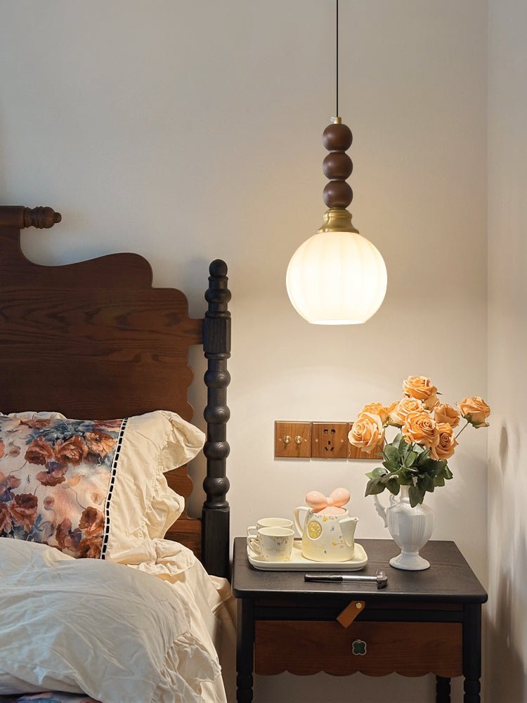 Vothaila lampada a sospensione Eleganza Tradizionale vintage in vetro e legno