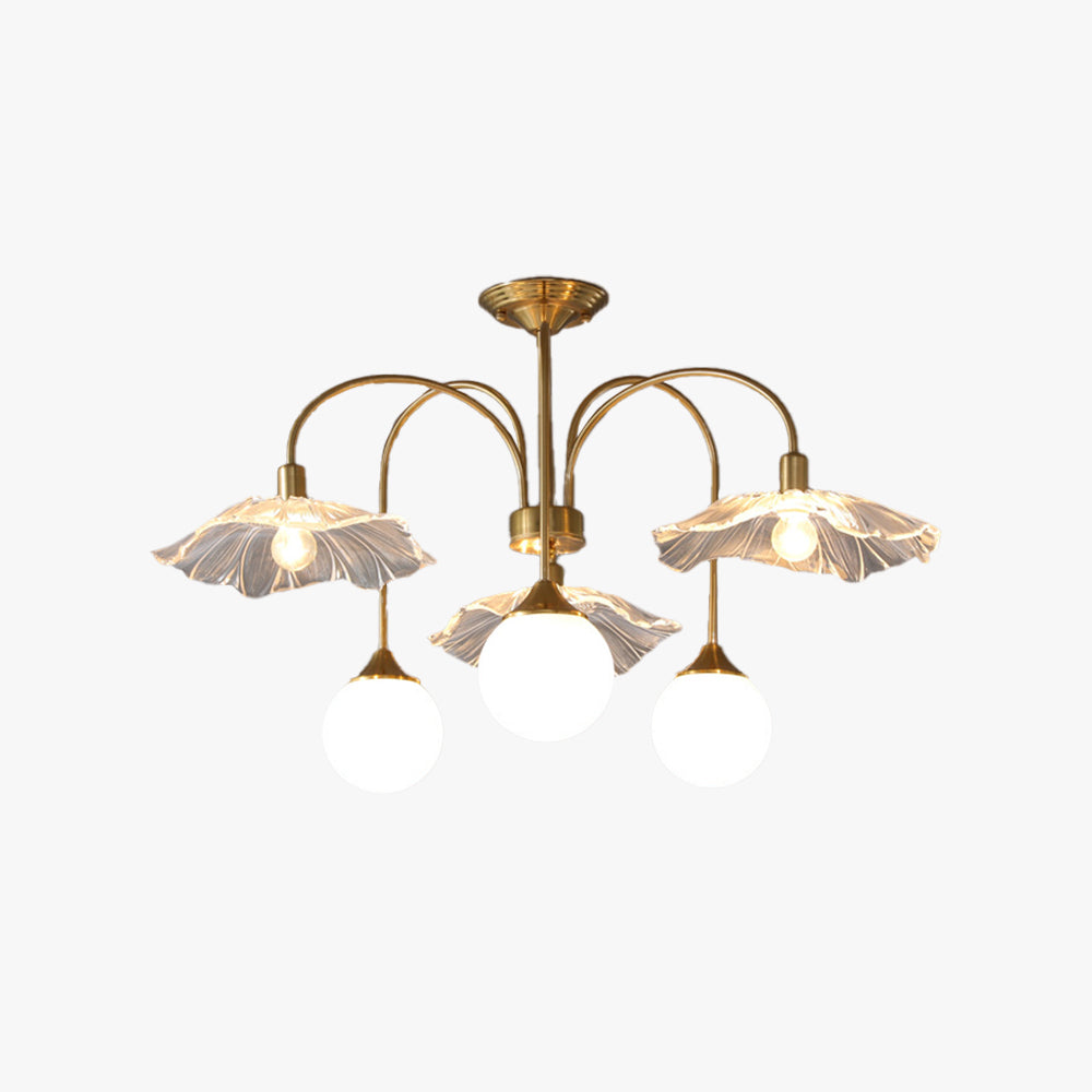Valentina Nordico Metallo/Vetro Lux Lampadario Brass Camera da letto/Soggiorno