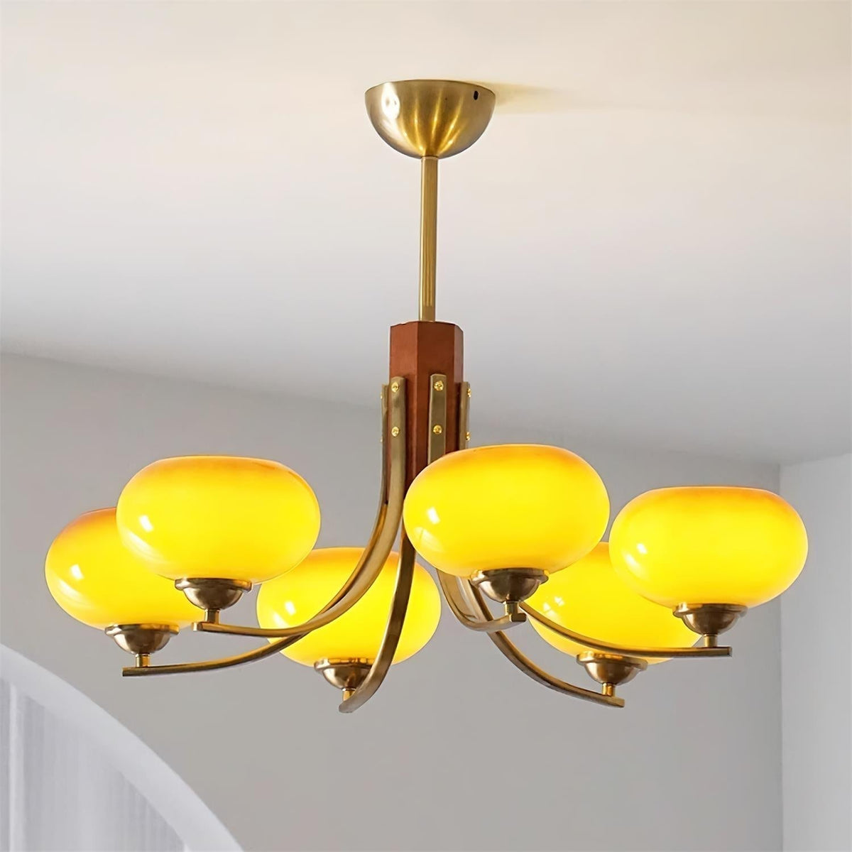 Vira 6 luci Amber vetro globo lampadario