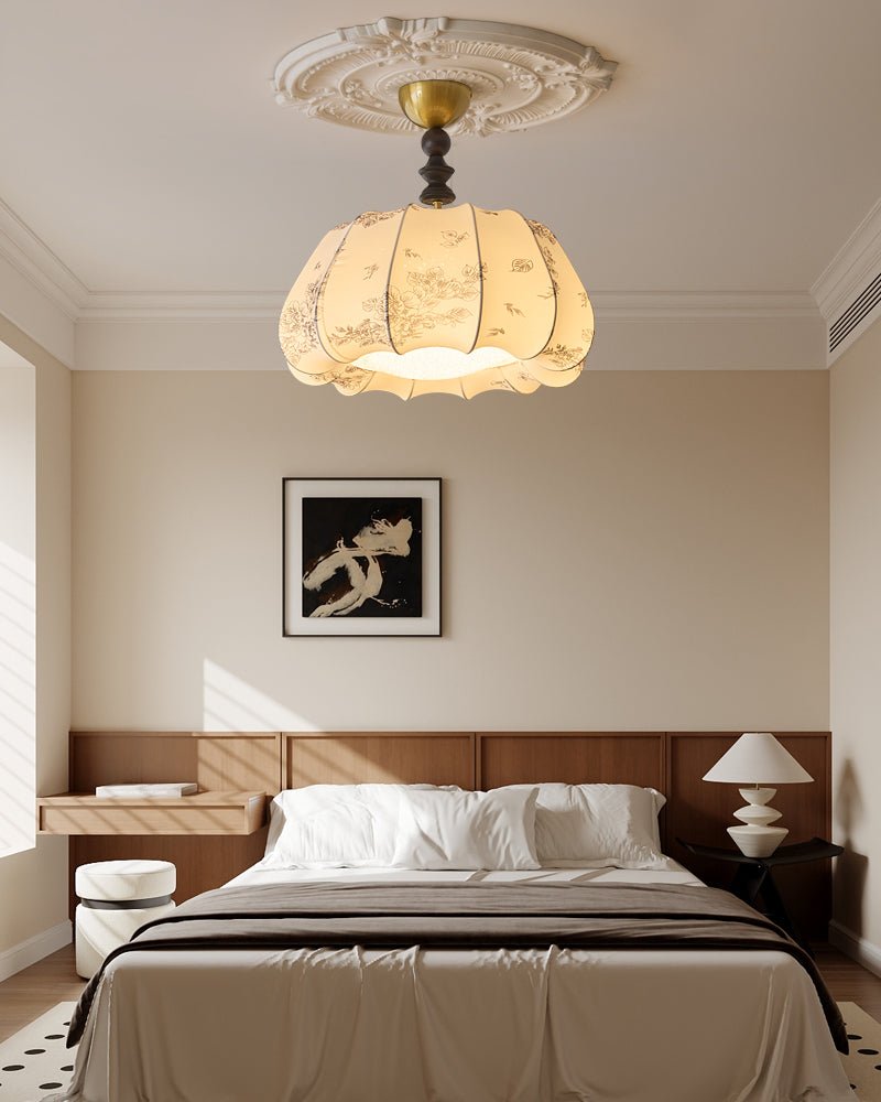 Fleurina lampada da soffitto in tessuto e legno Premium Nordic Art