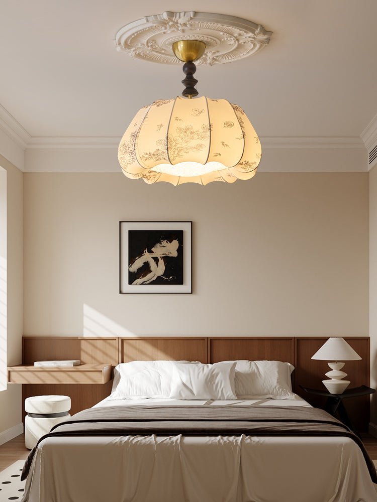 Fleurina lampada da soffitto in tessuto e legno Premium Nordic Art