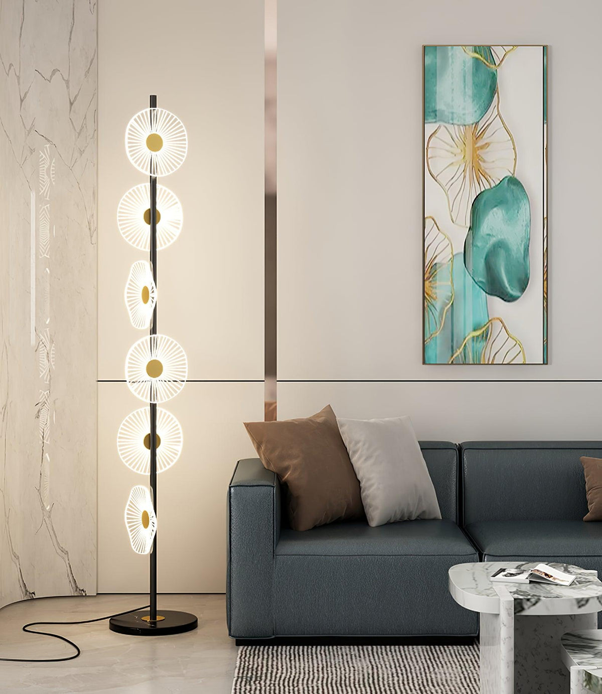 Petaira lampada da terra in marmo lusso