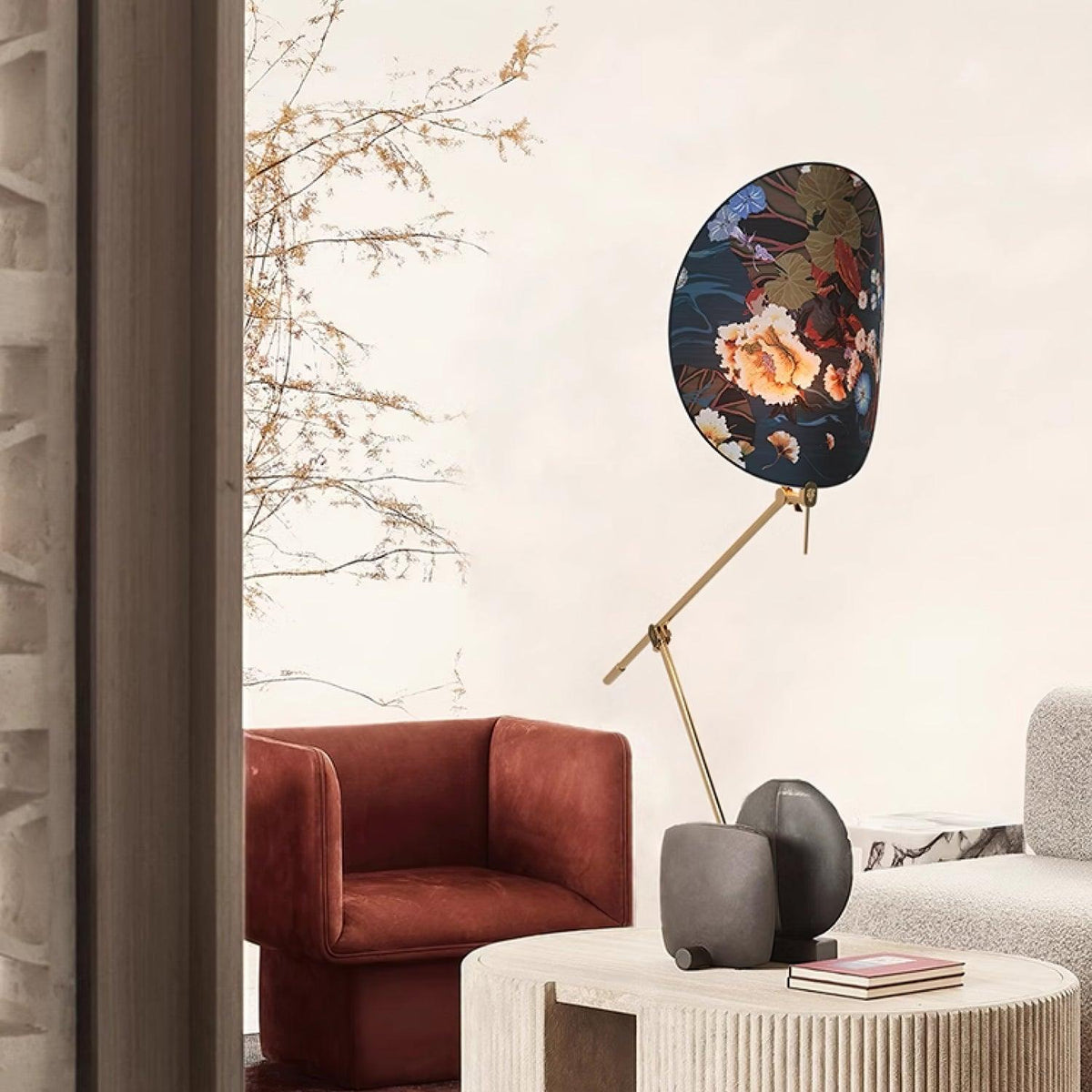 Unexin lampada da terra in ottone