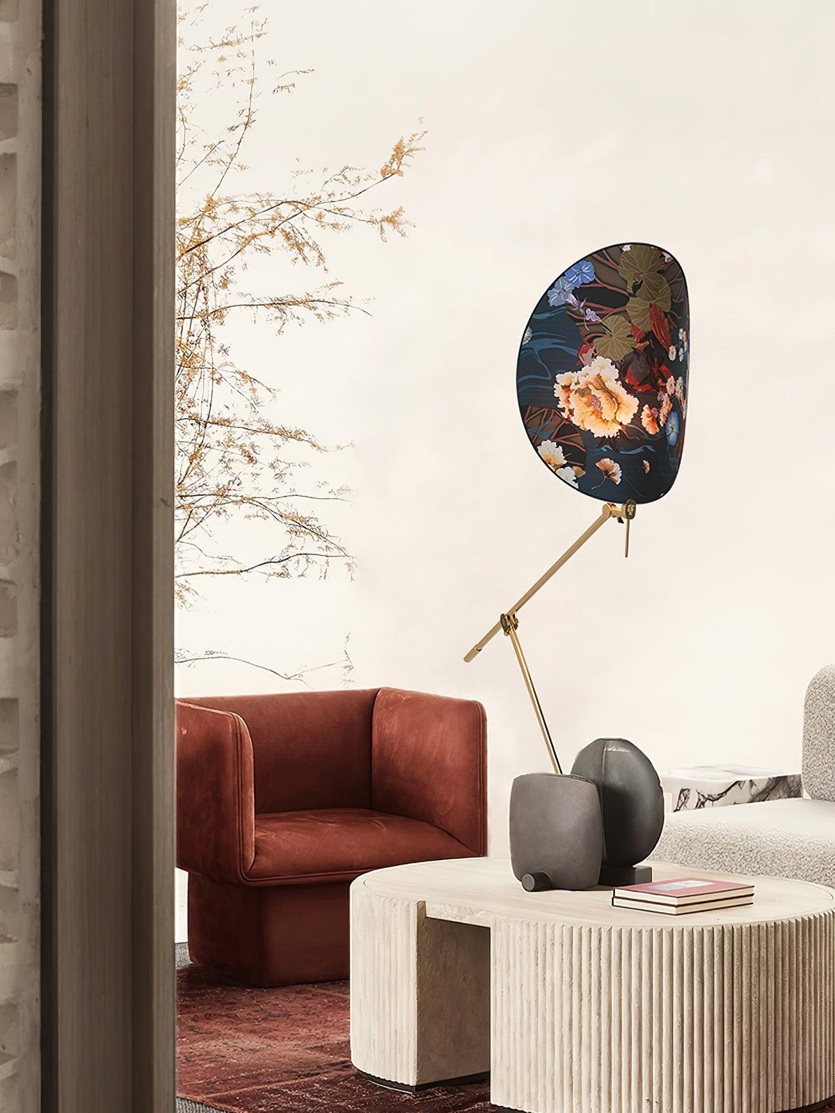 Unexin lampada da terra in ottone