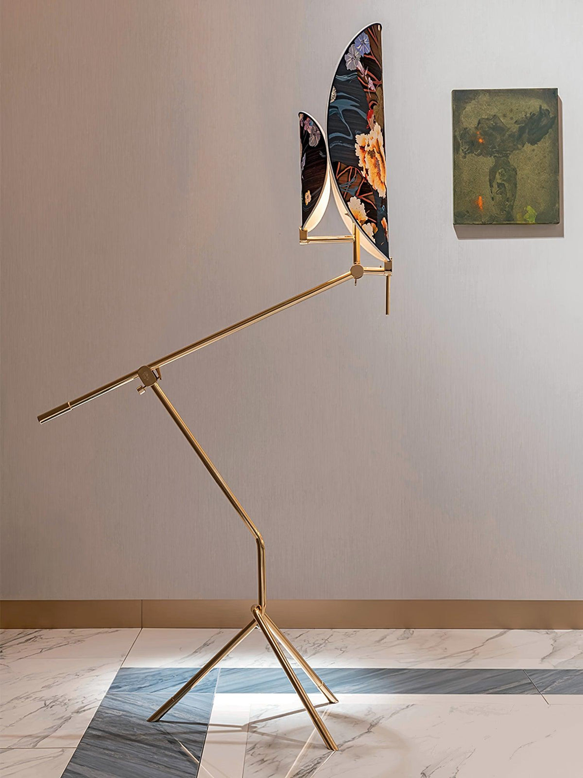 Unexin lampada da terra in ottone