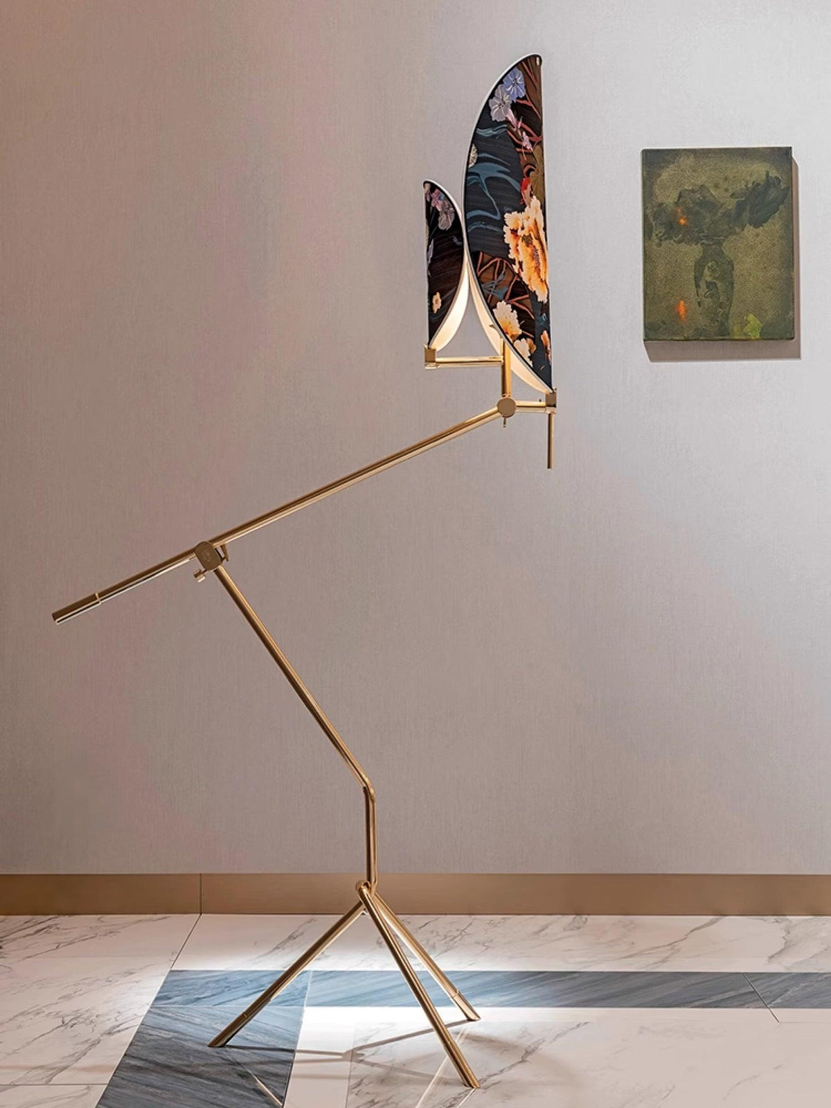 Unexin lampada da terra in ottone