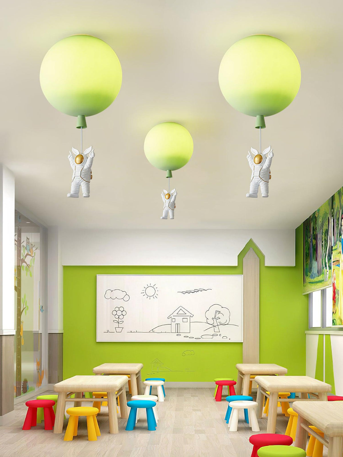 Nirerira lampada da soffitto Acrilico Palloncino Astronaut Divertente per camera dei Bambini a globo