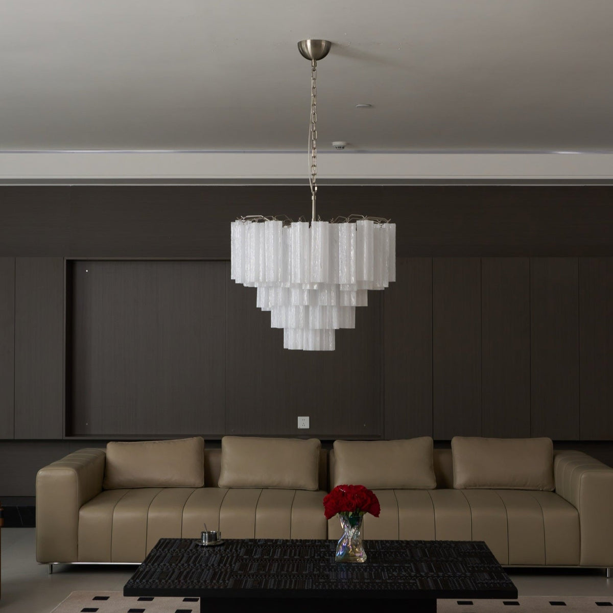 Velinaine lampadario vetro Murano Opalescente a Cascata
