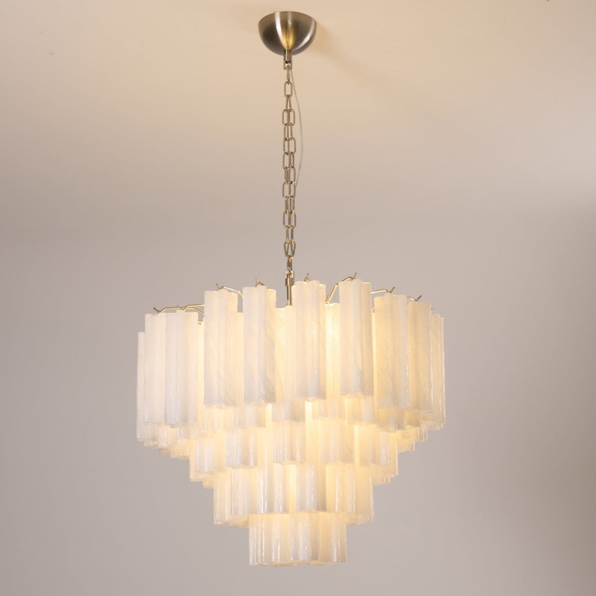 Velinaine lampadario vetro Murano Opalescente a Cascata