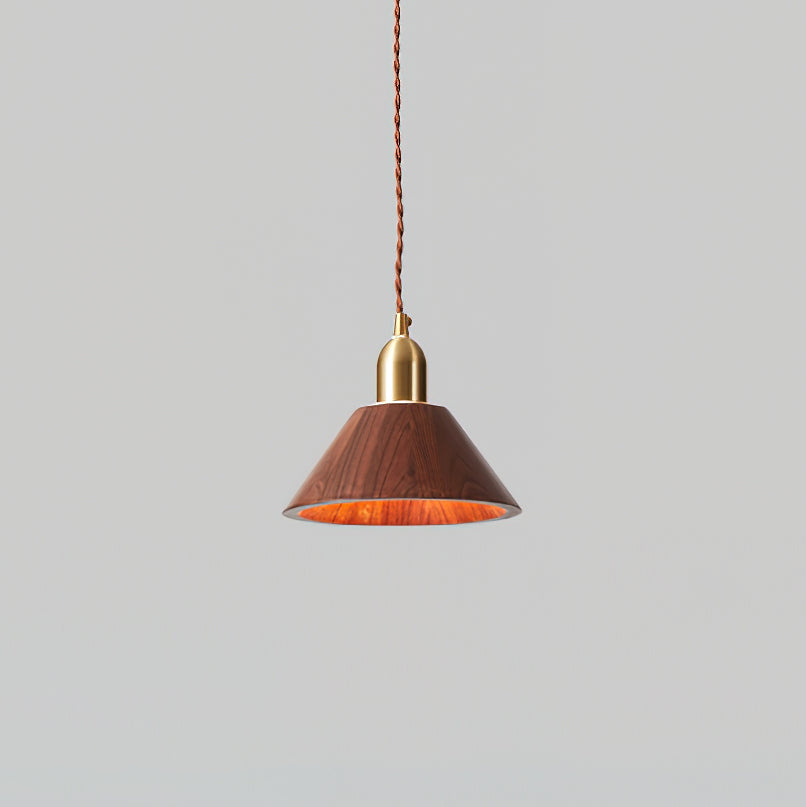 Lampada a sospensione in legno, forme assortite in legno massello e ottone