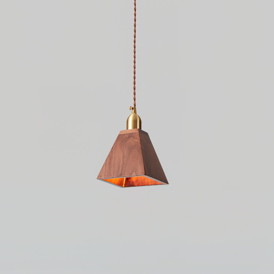Lampada a sospensione in legno, forme assortite in legno massello e ottone